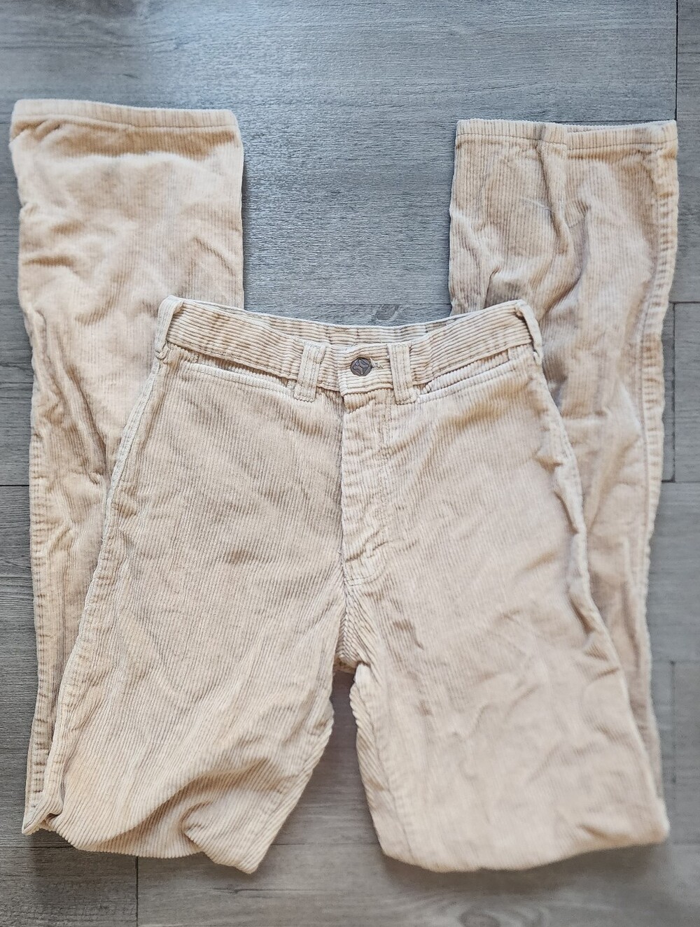 Vintage 70s Andre Michel Tan Corduroy Pants High Rise Women's XS 100% Cotton